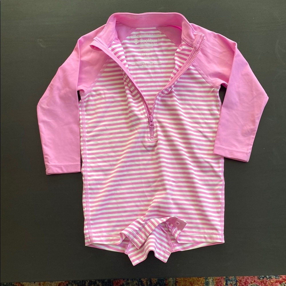 Coolibar Baby Kohala Pink Striped Swimsuit